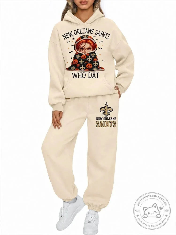 New Orleans Saints Chucky Who Dat Halloween Hoodie And Sweatpants Set