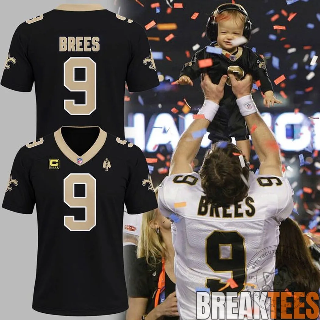 New Orleans Saints Black Football Jersey featuring Drew Brees