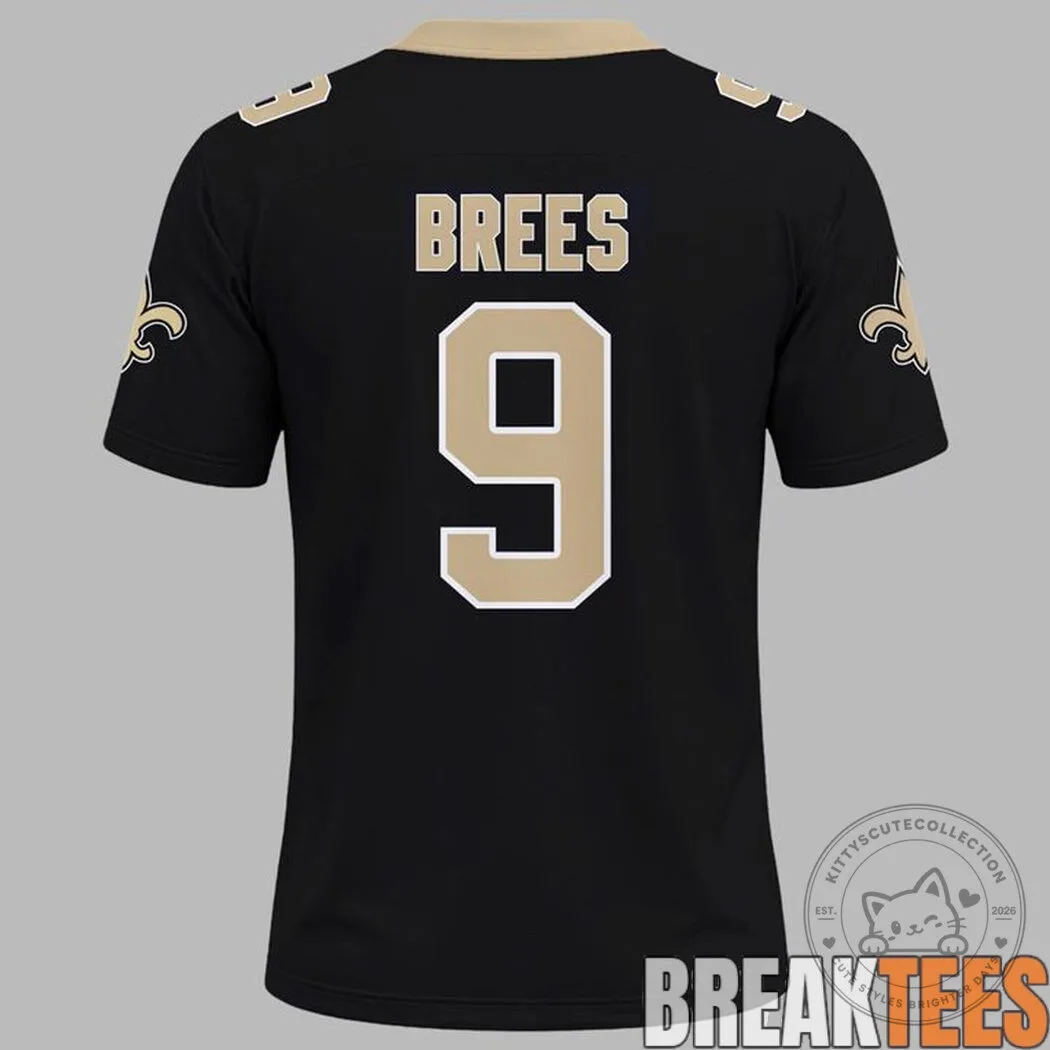 New Orleans Saints Black Football Jersey featuring Drew Brees 9 New Orleans Saints Black Football Jersey featuring Drew Brees