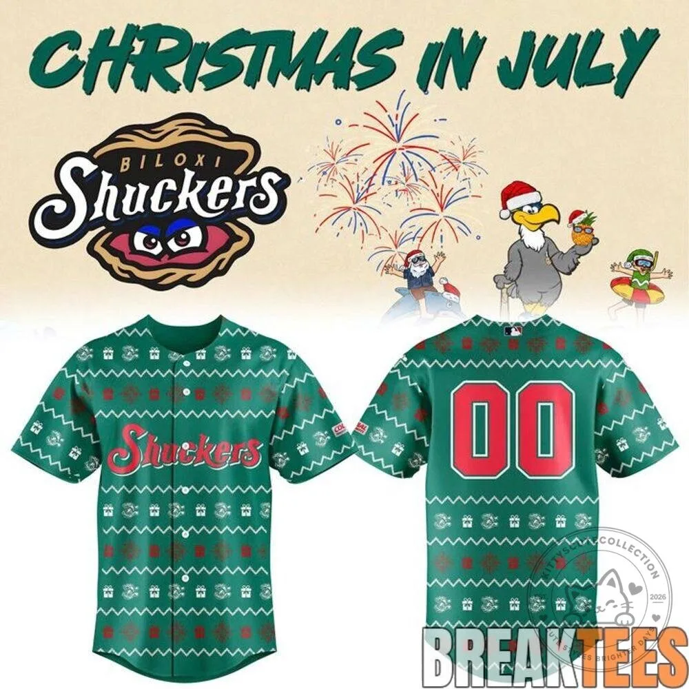 Biloxi Shuckers Christmas In July Ugly Sweater Baseball Jersey