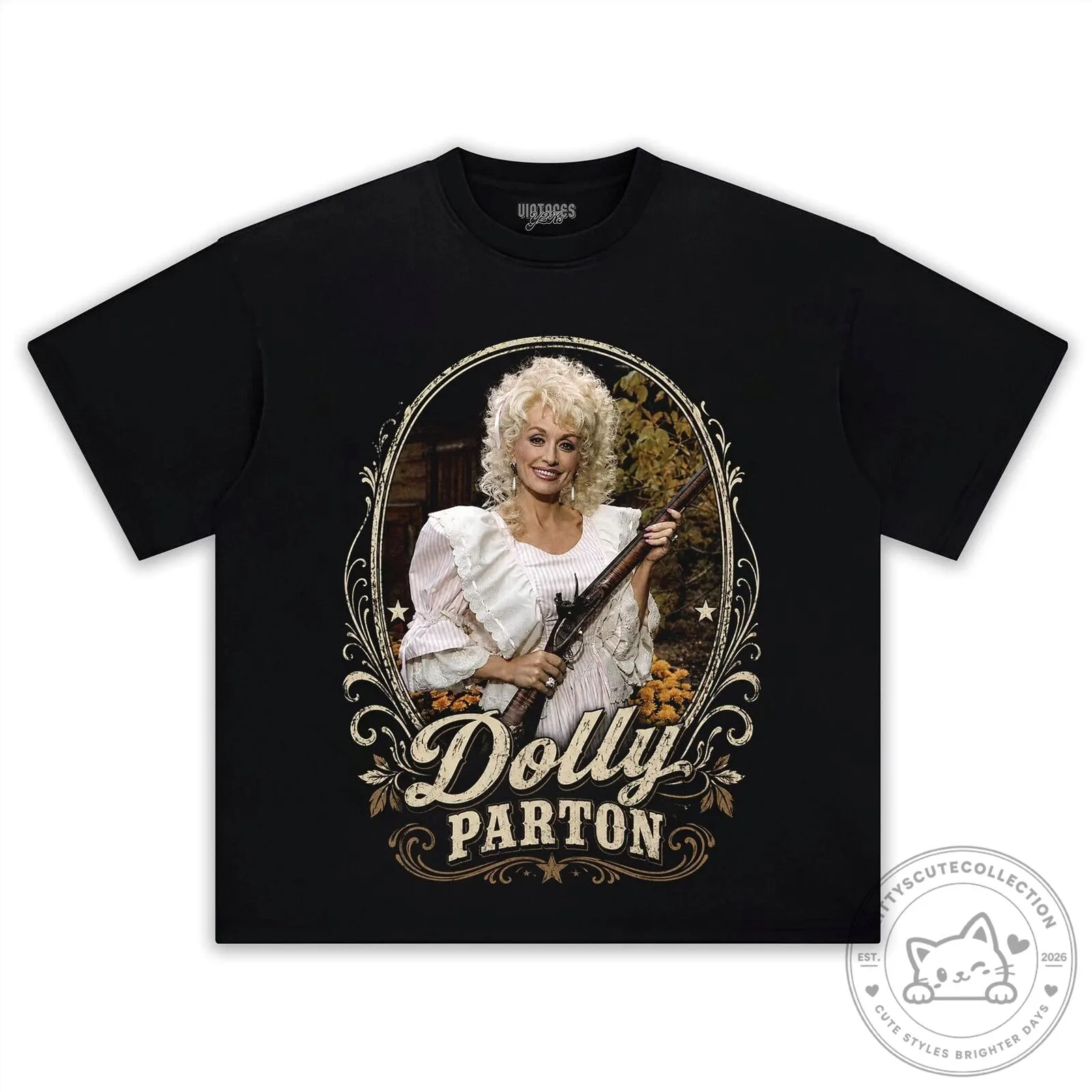 Dolly Parton Music Country Legend Black Graphic T-Shirt