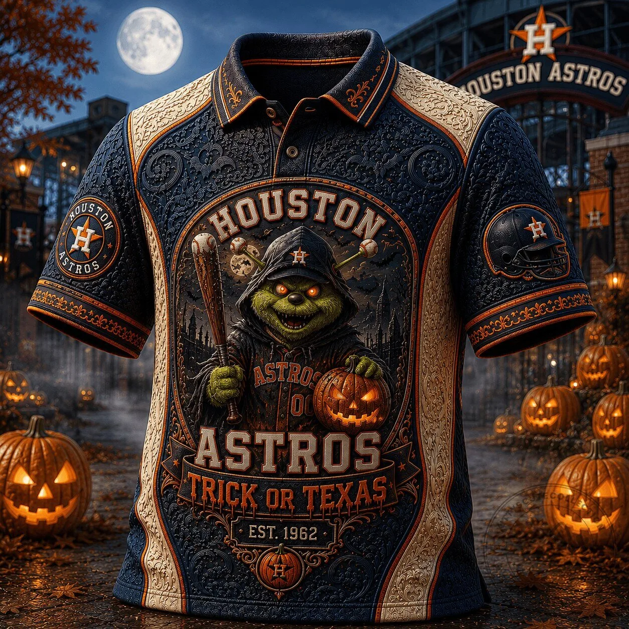 Houston Astros Halloween Trick or Texas Baseball Polo Shirt