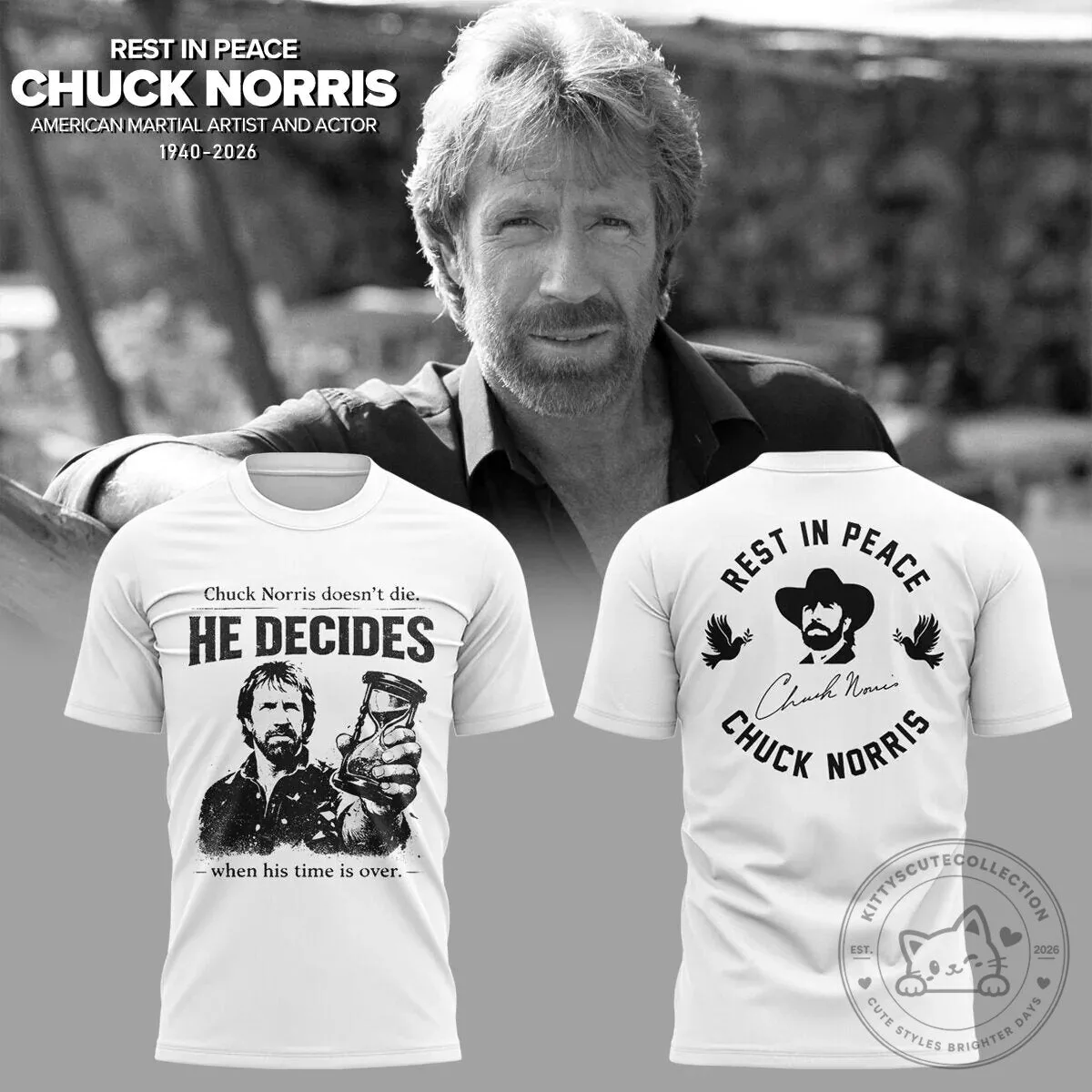 Chuck Norris Doesn't Die He Decides Funny Martial Artist Actor T-Shirt