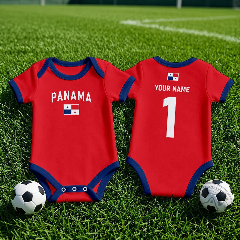 Panama National Football Team Baby Romper Custom Name and Number Infant Bodysuit
