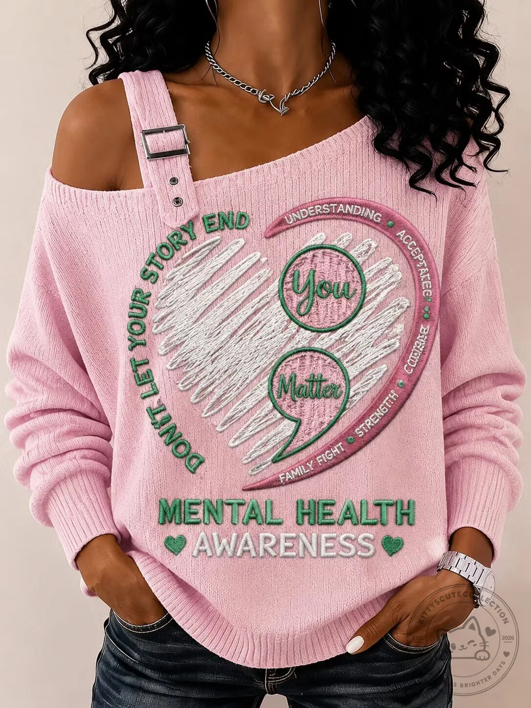 Mental Health Awareness You Matter Pink Long-Sleeve Sweatshirt