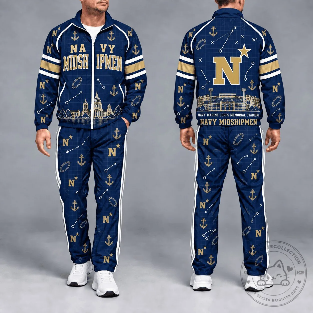 Navy Midshipmen Football Team Tracksuit Full-Zip Jacket and Pants Set