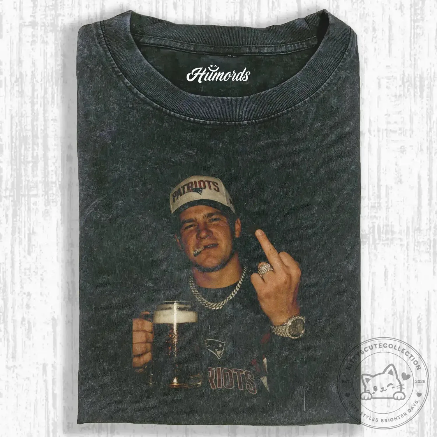 Drake Maye Patriots Football Player Graphic Washed T-Shirt
