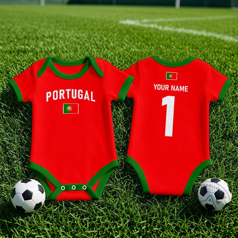 Portugal National Football Team Baby Romper Custom Name Number World Cup Soccer