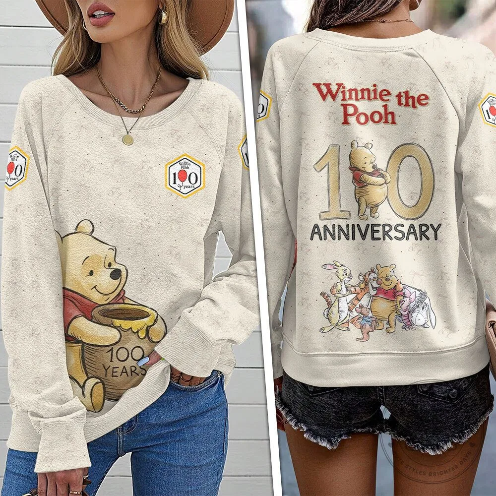 Winnie The Pooh 100th Anniversary Celebration Cream Raglan Sleeve Sweatshirt