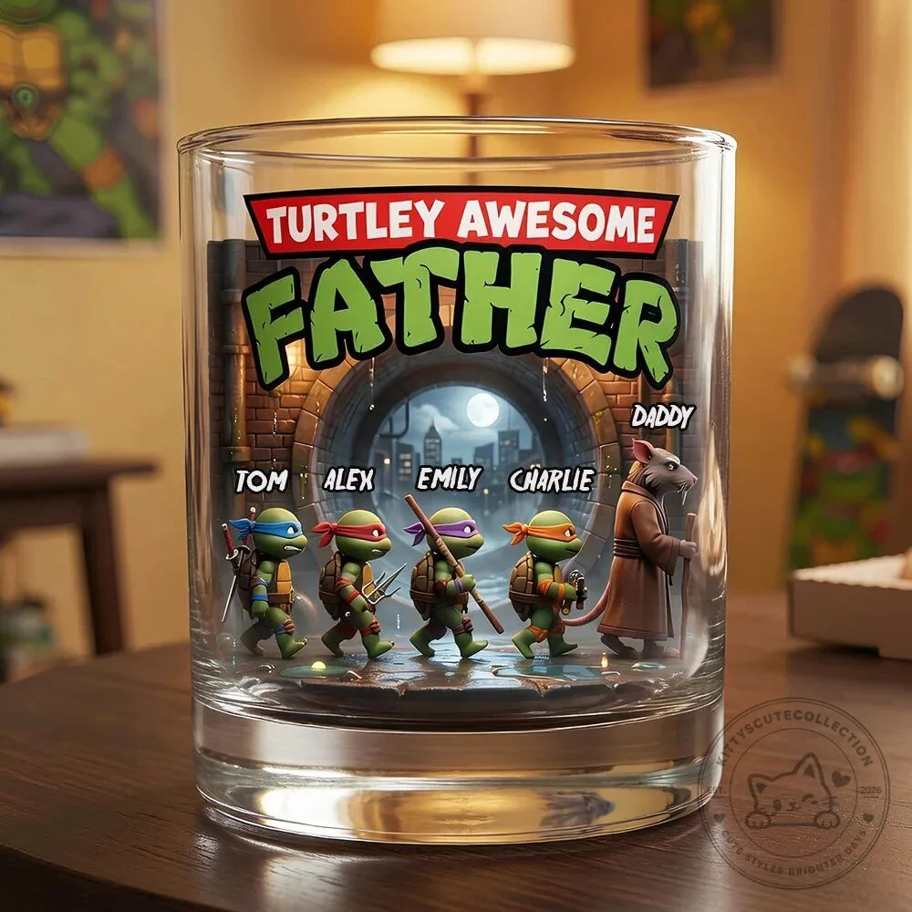 Teenage Mutant Ninja Turtles Turtley Awesome Father Personalized Glass