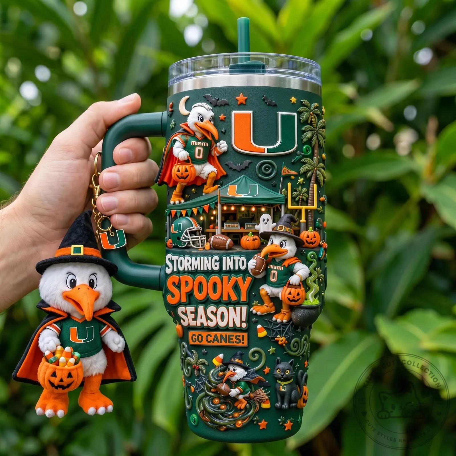 Miami Hurricanes Halloween Spooky Season 40oz Tumbler with Handle