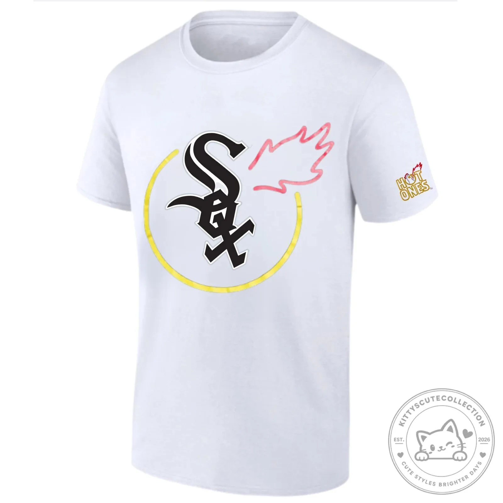 Hot Ones Chicago White Sox Neon Logo Black T-Shirt 9 Hot Ones Chicago White Sox Neon Logo Black T-Shirt