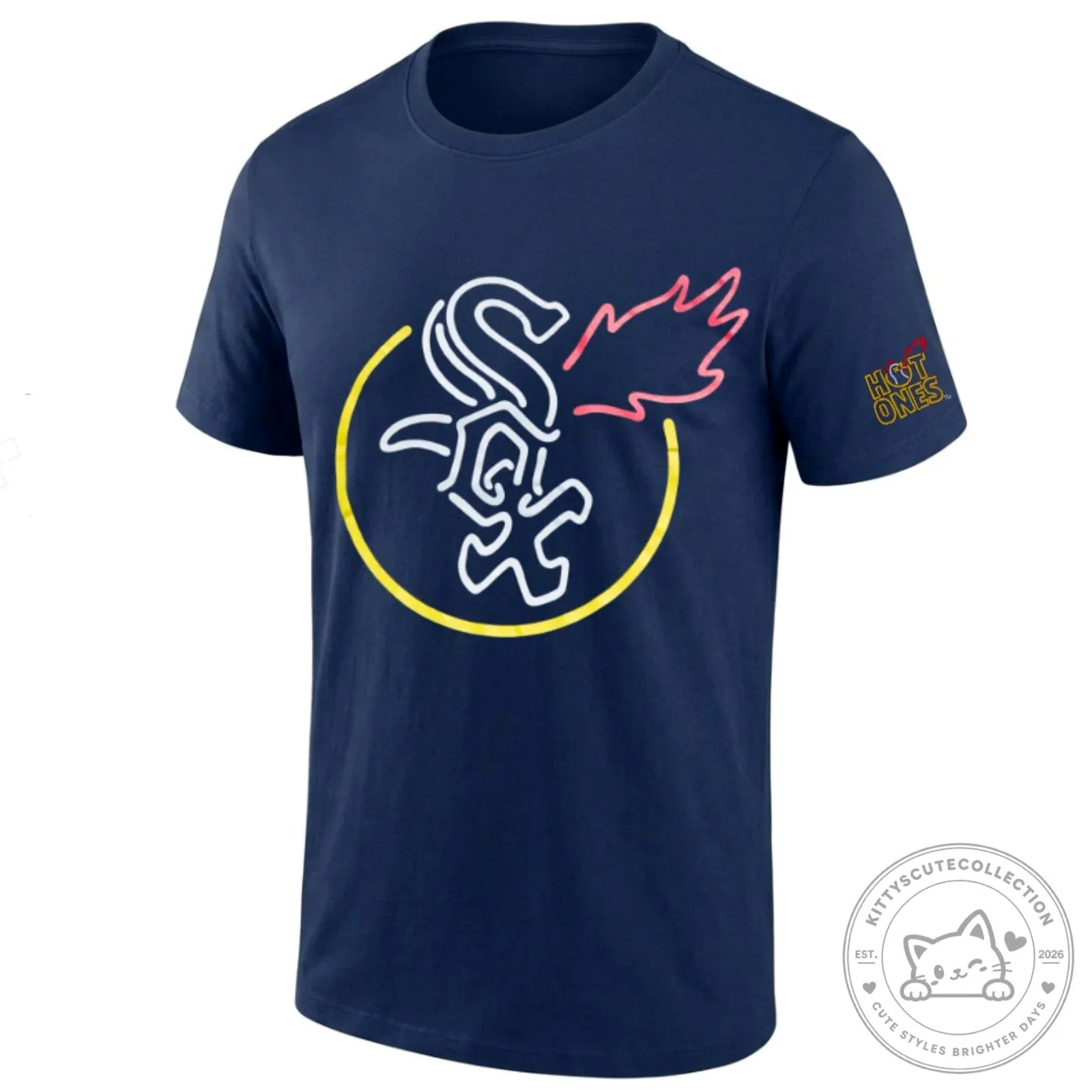 Hot Ones Chicago White Sox Neon Logo Black T-Shirt 10 Hot Ones Chicago White Sox Neon Logo Black T-Shirt