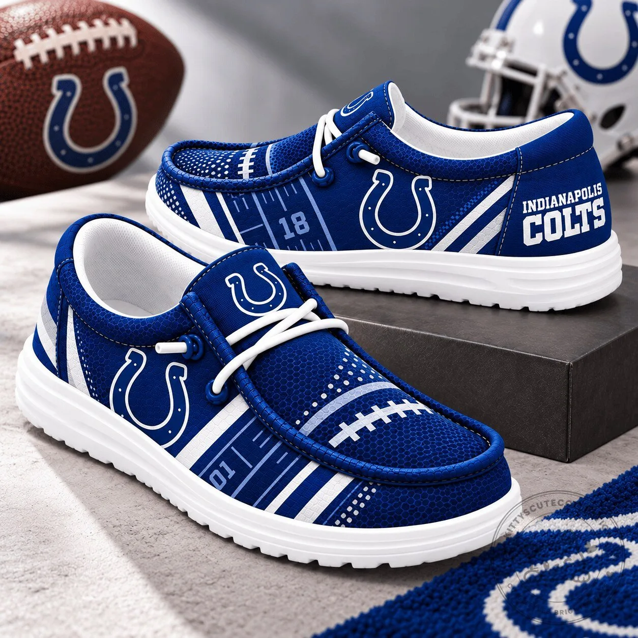 Indianapolis Colts Football Team Royal Blue Loafer Shoes