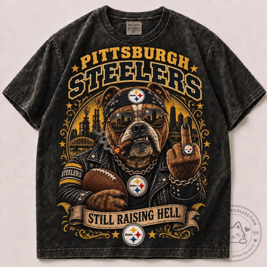 Pittsburgh Steelers Football Team Mascot Still Raising Hell Washed T-Shirt Pittsburgh Steelers Football Team Mascot Still Raising Hell Washed T-Shirt
