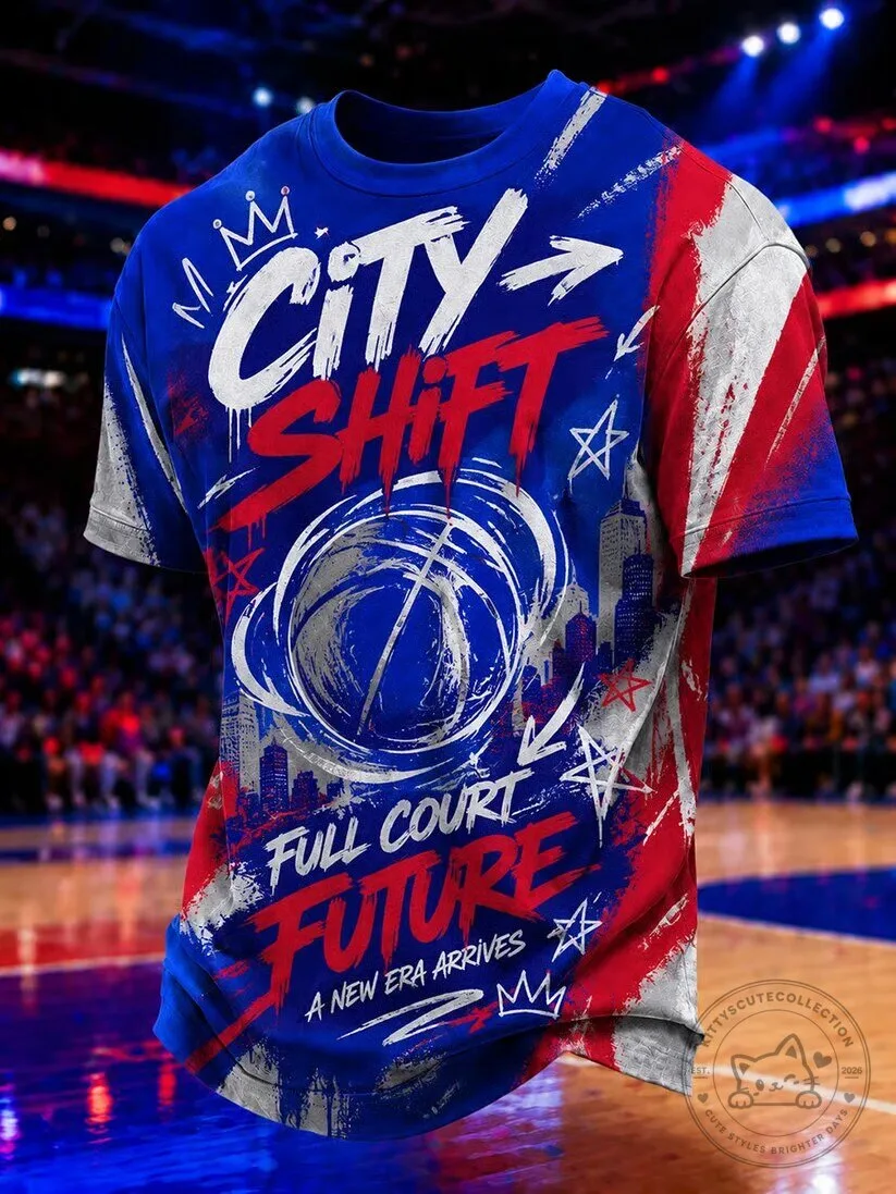 Men's Basketball Fan Shirt Full Court Future City Shift Graphic T-Shirt