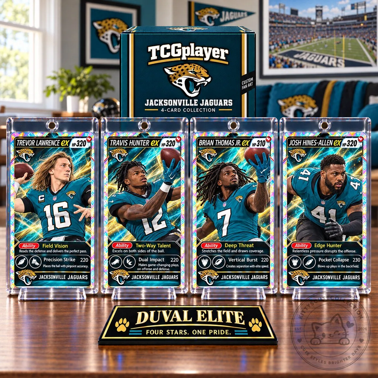 Jacksonville Jaguars Trevor Lawrence Travis Hunter Brian Thomas Josh Allen Trading Card Set