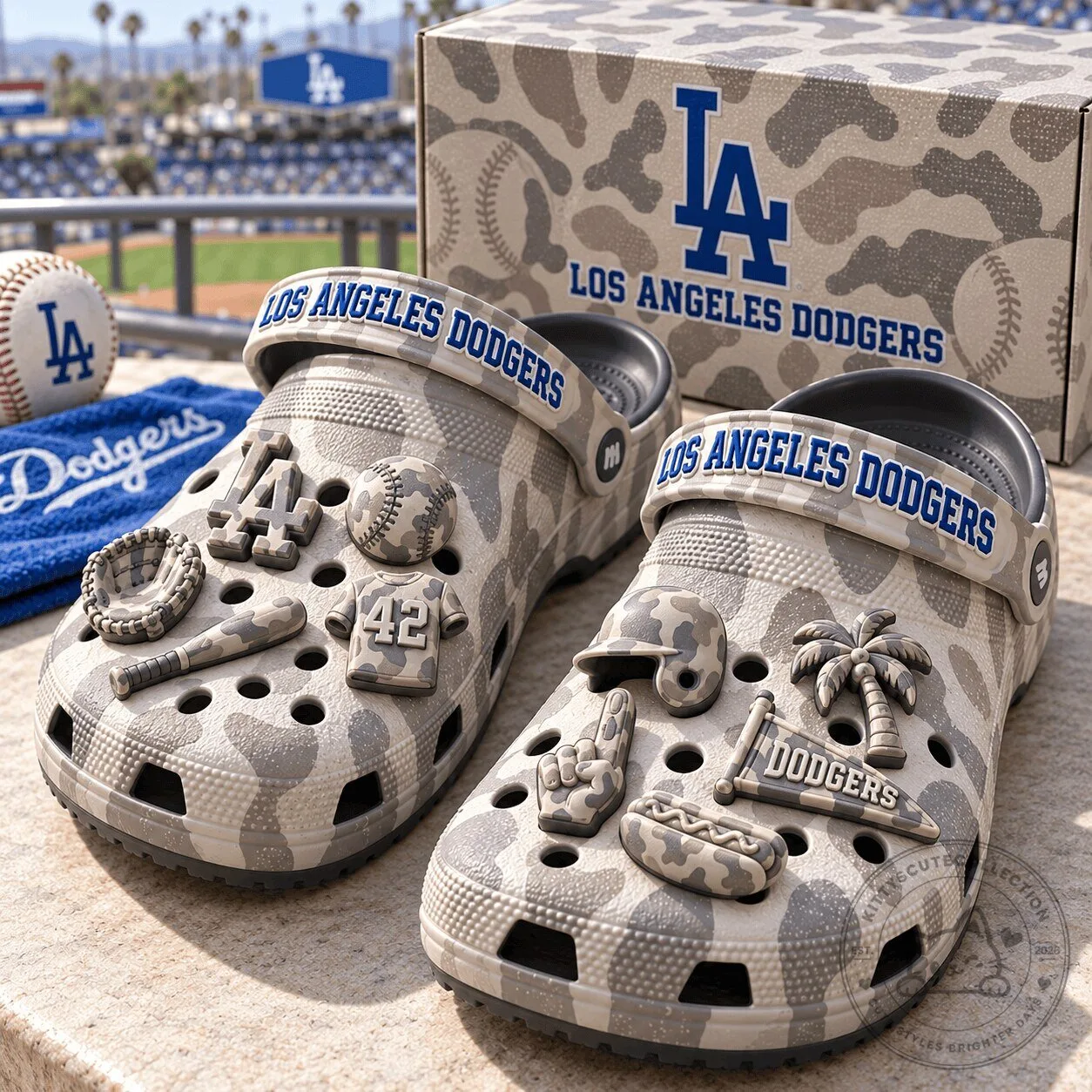 Los Angeles Dodgers Camouflage Baseball Team Crocs Clog Shoes