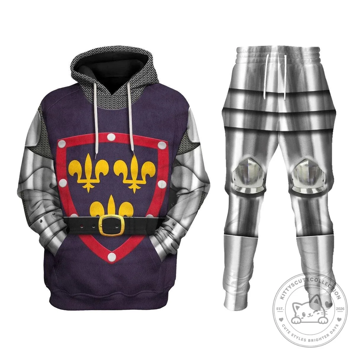 Medieval Knight Armor Suit of Agincourt Duke of Alencon Costume Hoodie