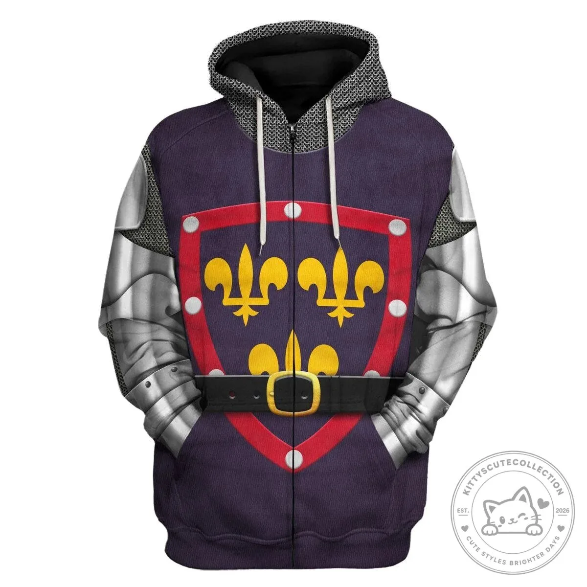 Medieval Knight Armor Suit of Agincourt Duke of Alencon Costume Hoodie 17 Medieval Knight Armor Suit of Agincourt Duke of Alencon Costume Hoodie