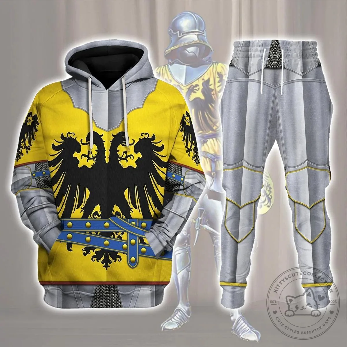 Holy Roman Empire Knight Armor Costume Hoodie and Pants Set