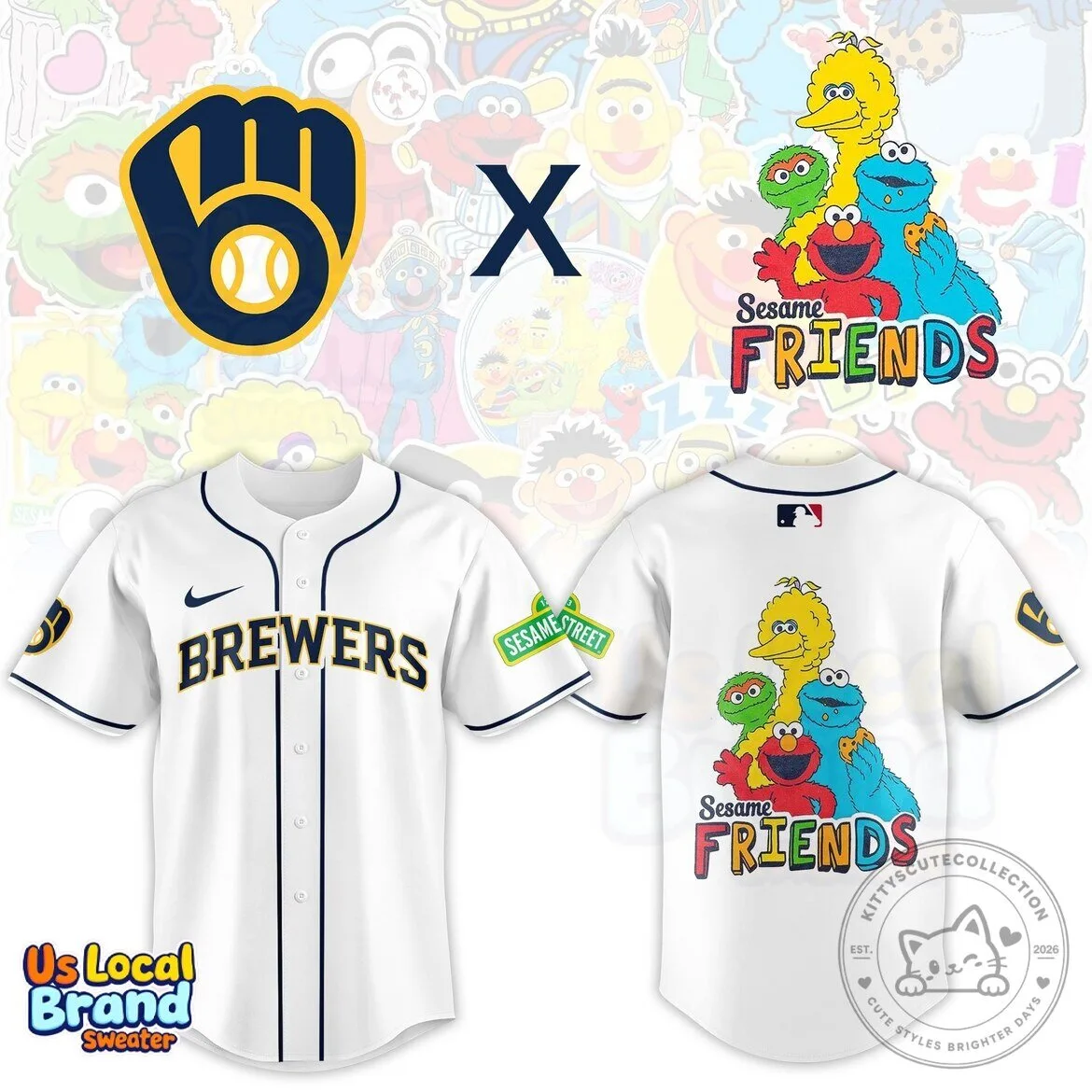 Milwaukee Brewers Baseball Sesame Street Friends Jersey