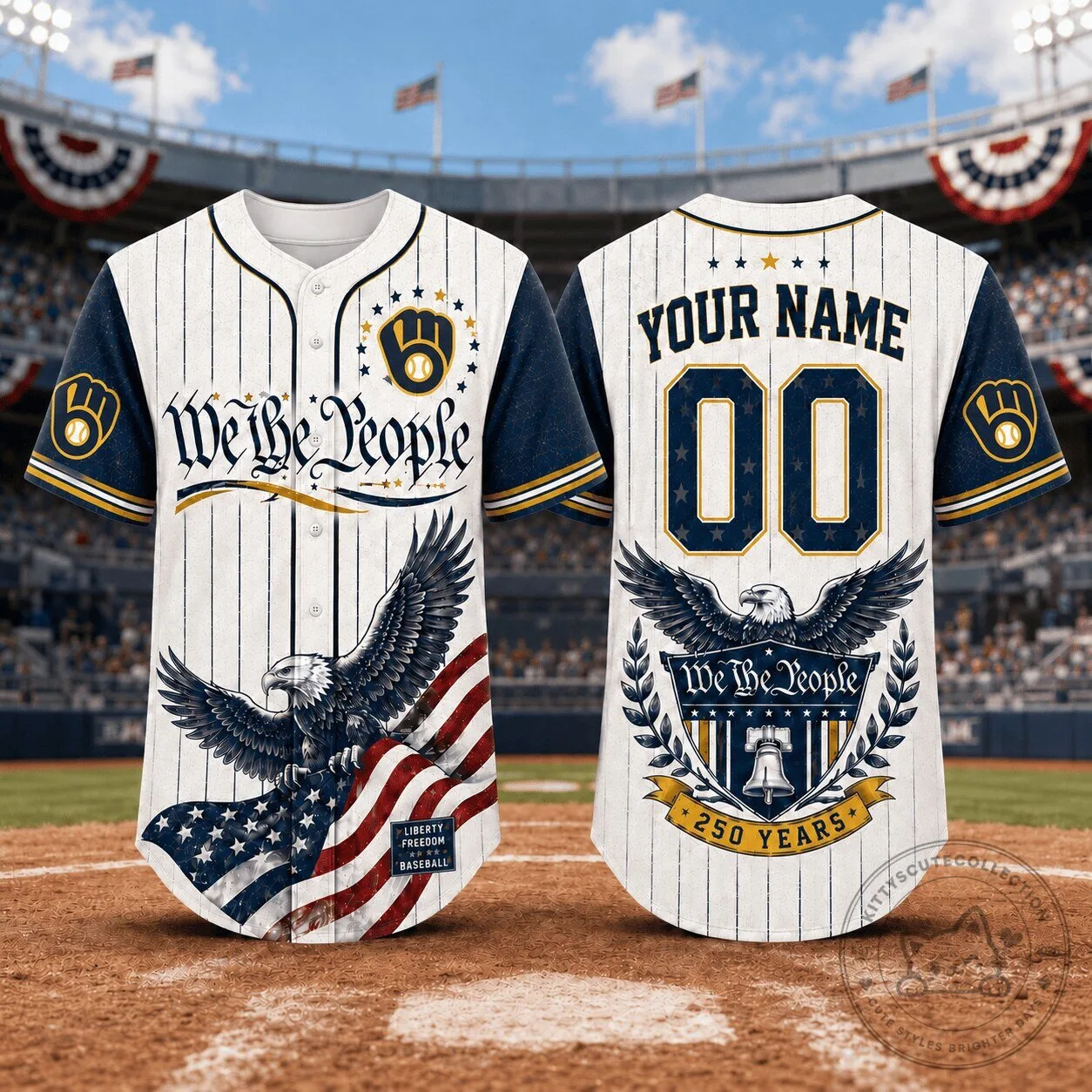 Milwaukee Brewers Baseball We The People Personalized Baseball Jersey