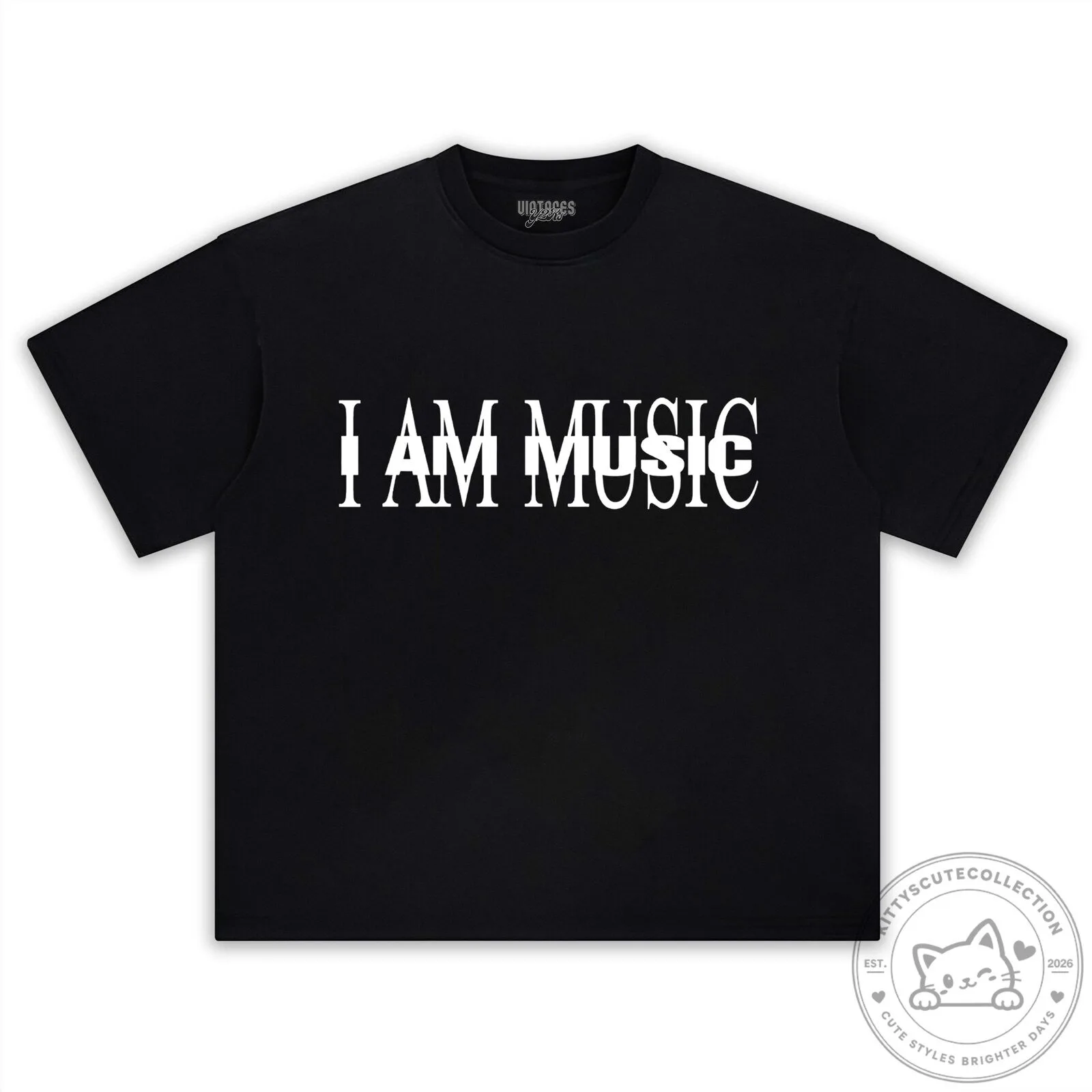 Black Graphic T-Shirt featuring Playboi Carti's I Am Music Design
