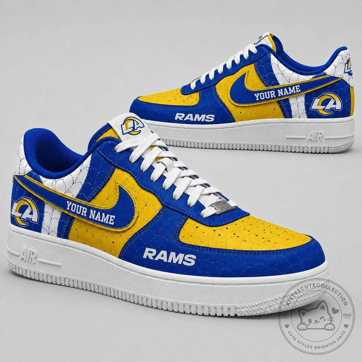Los Angeles Rams Personalized Blue Yellow Low Top Sneakers