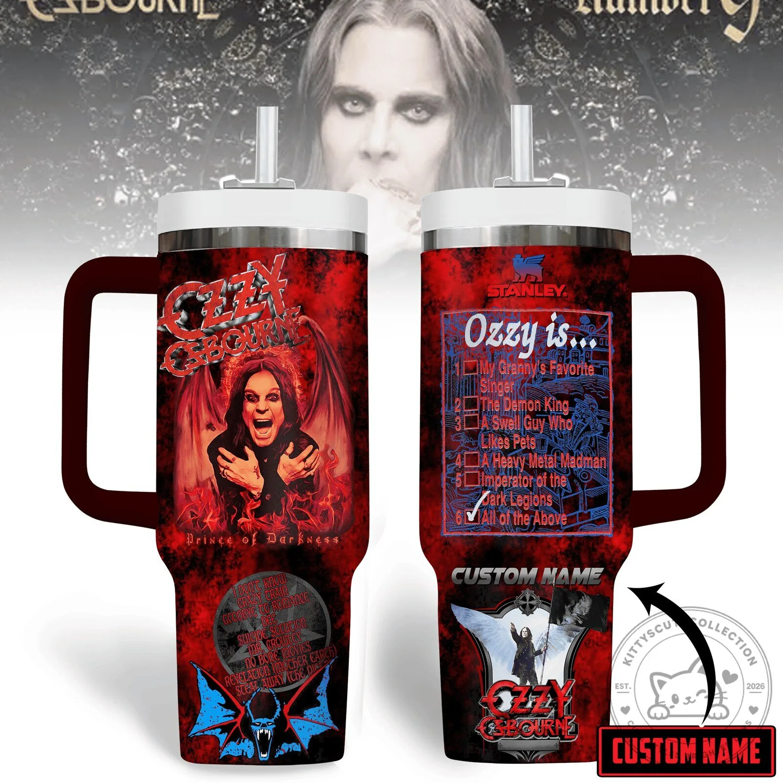 Ozzy Osbourne Prince of Darkness Heavy Metal Music Band Tumbler