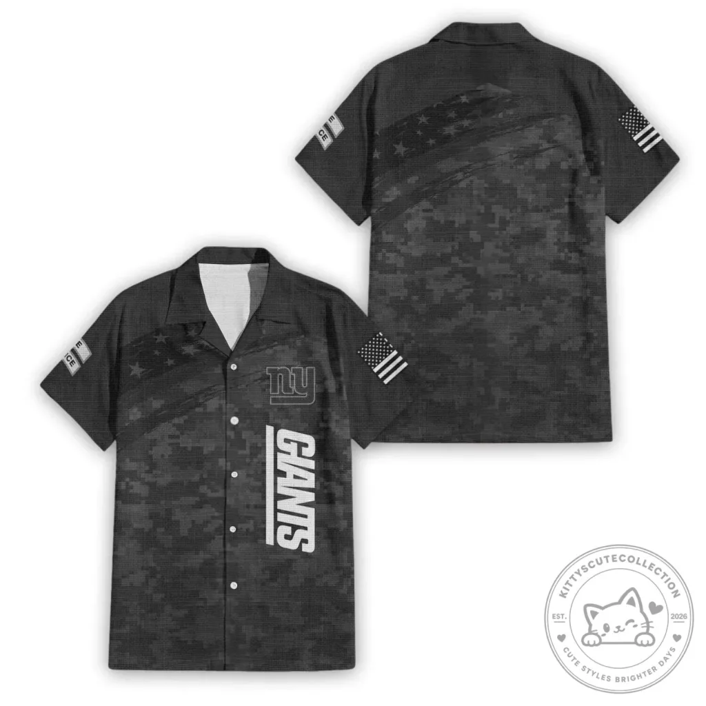 New York Giants Salute To Service Camouflage Hawaiian Shirt New York Giants Salute To Service Camouflage Hawaiian Shirt