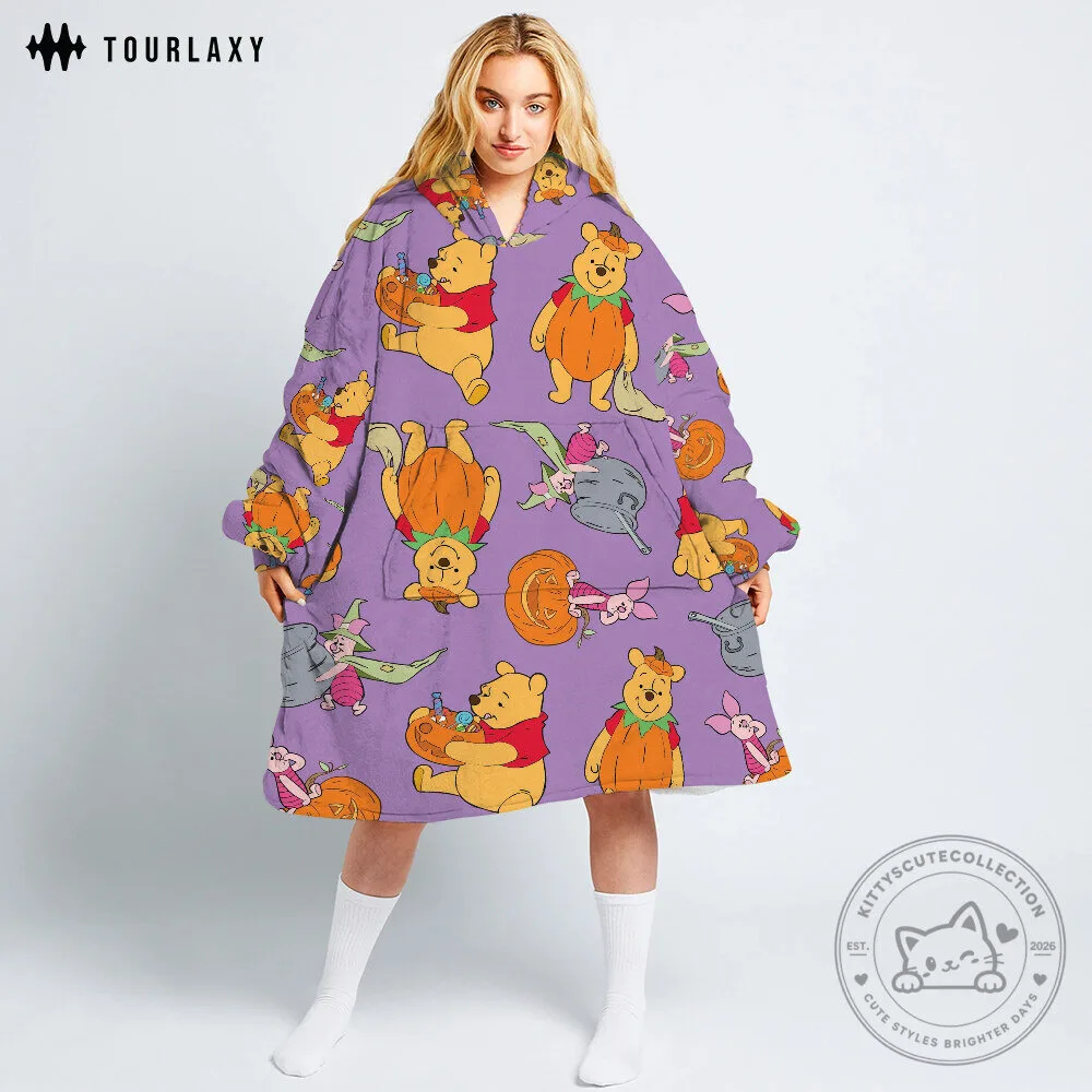 Winnie The Pooh Halloween Pumpkin Oversized Wearable Blanket Hoodie