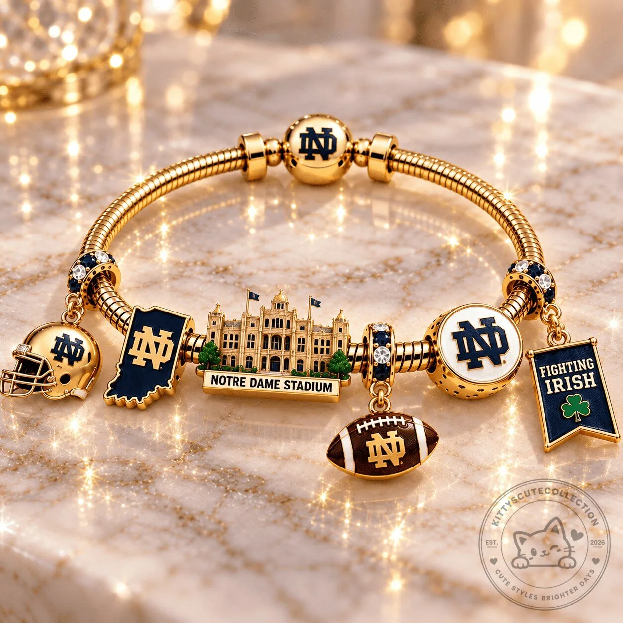 Notre Dame Fighting Irish Football Stadium Charm Bracelet