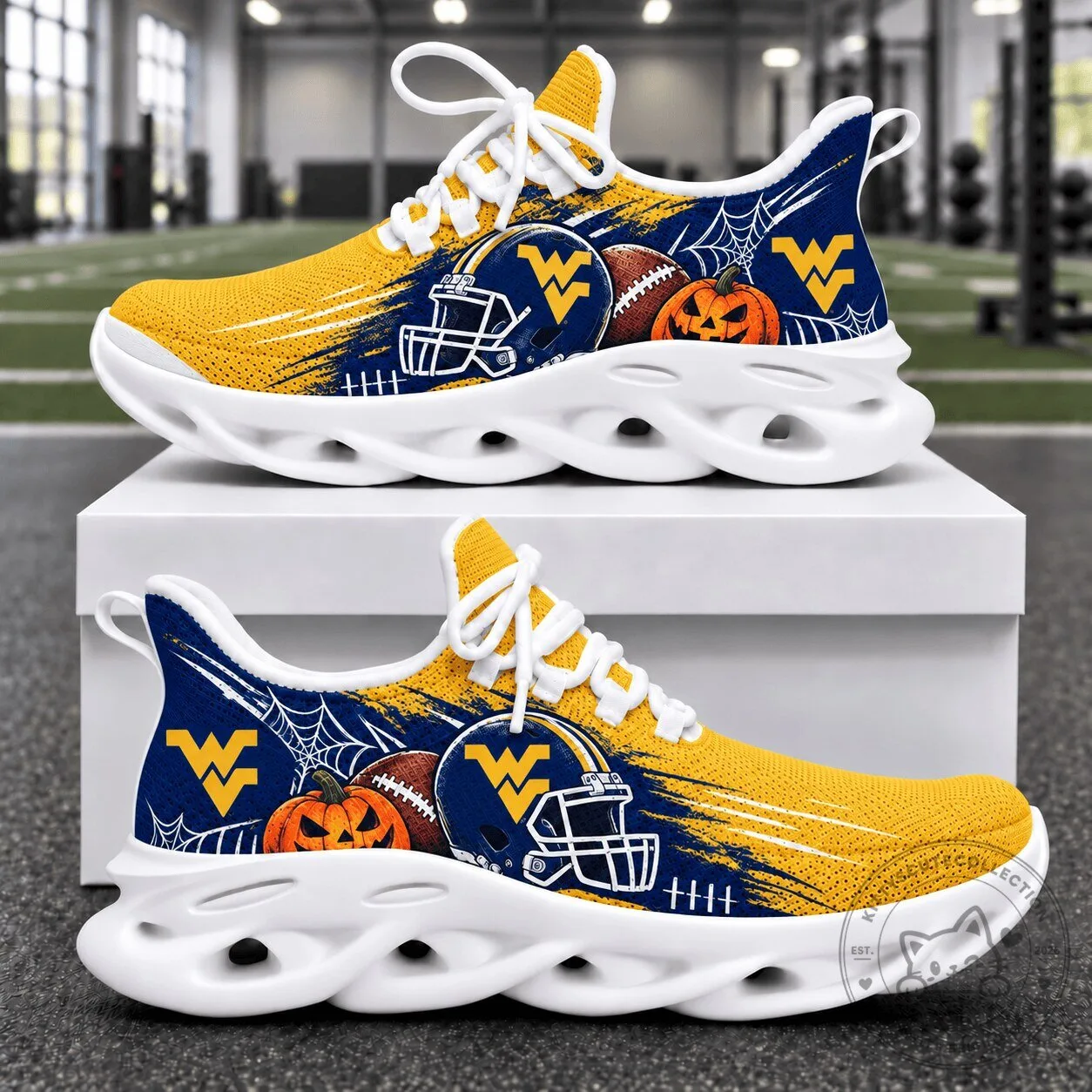 West Virginia Mountaineers Halloween Football Team Chunky Sneakers Shoes
