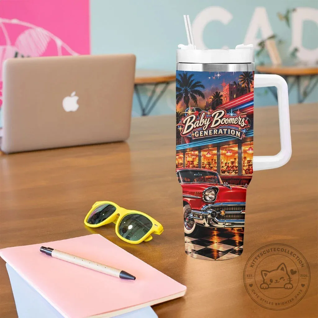 Baby Boomers Generation Vintage 1950s Rock and Roll Nostalgia Tumbler with Handle 14 Baby Boomers Generation Vintage 1950s Rock and Roll Nostalgia Tumbler with Handle