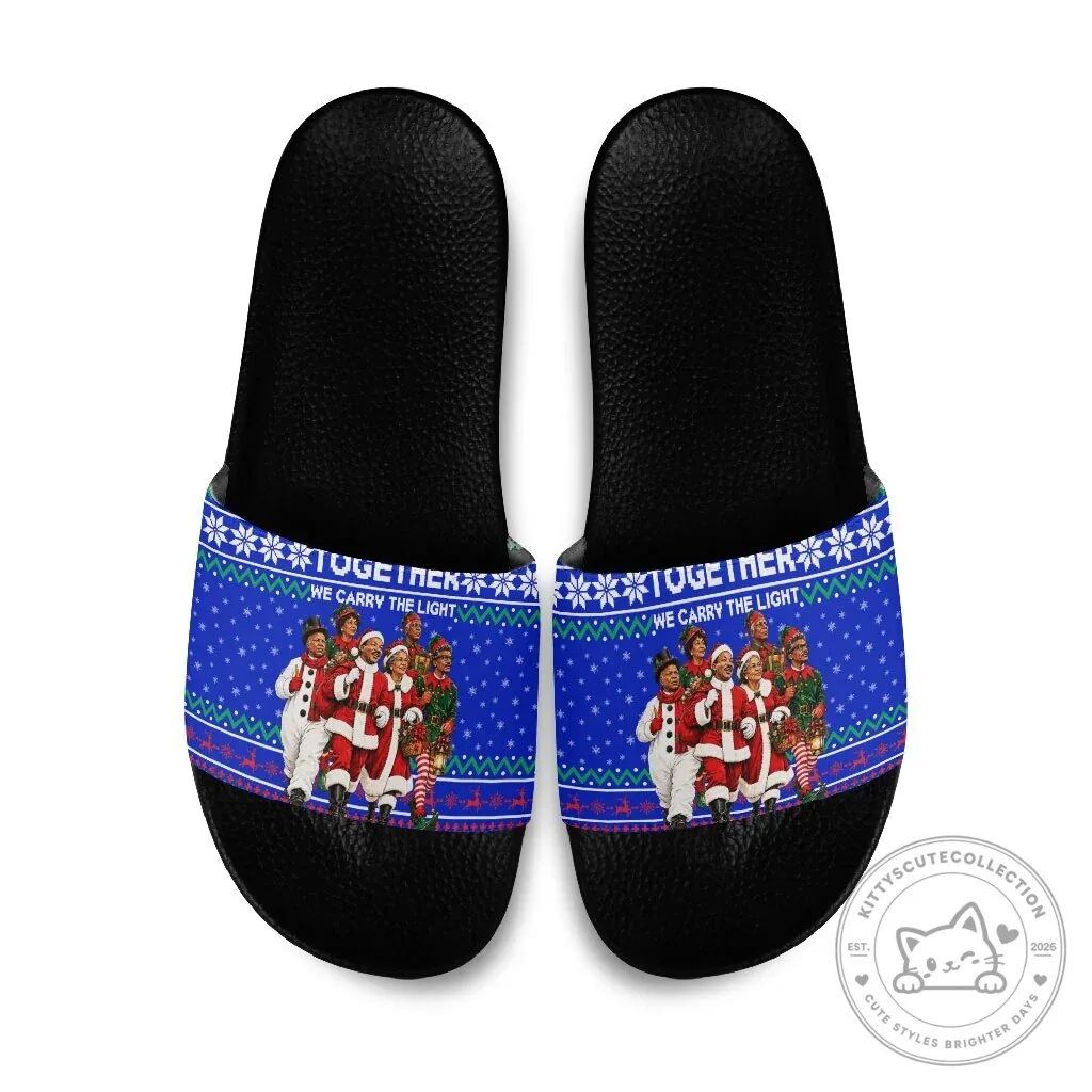 Together We Carry The Light Christmas Holiday Slide Sandals