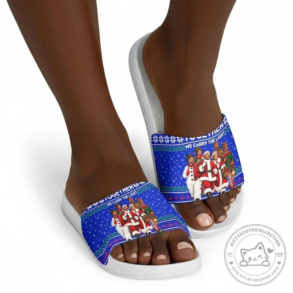 Together We Carry The Light Christmas Holiday Slide Sandals 14 Together We Carry The Light Christmas Holiday Slide Sandals