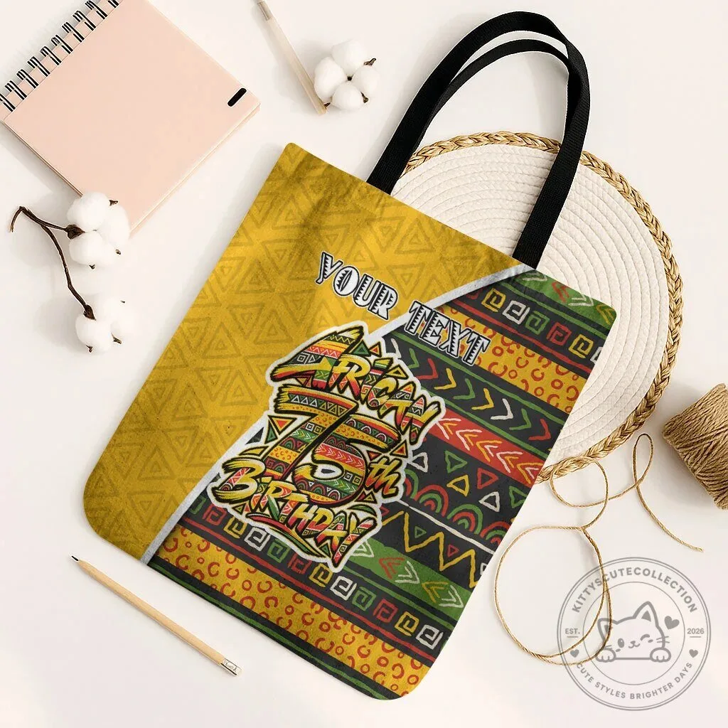 Personalized African 75th Birthday Tote Bag with Tribal Geometric Heritage Pattern 8 Personalized African 75th Birthday Tote Bag with Tribal Geometric Heritage Pattern