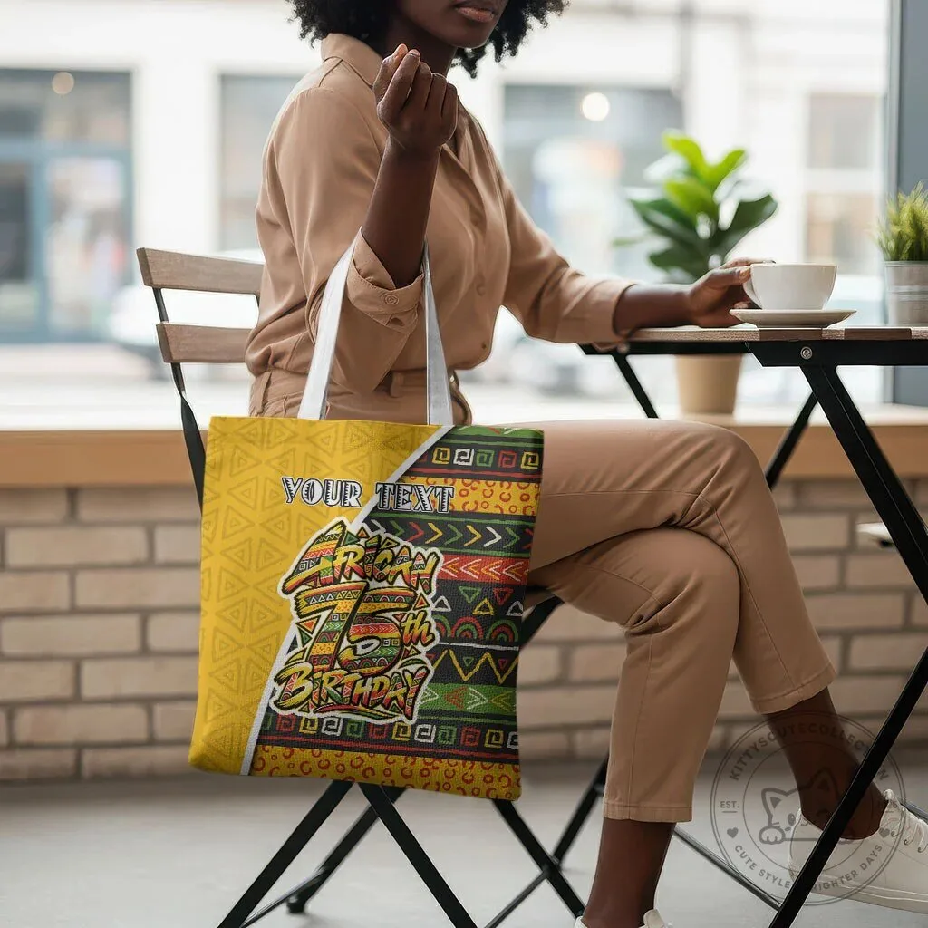Personalized African 75th Birthday Tote Bag with Tribal Geometric Heritage Pattern 9 Personalized African 75th Birthday Tote Bag with Tribal Geometric Heritage Pattern