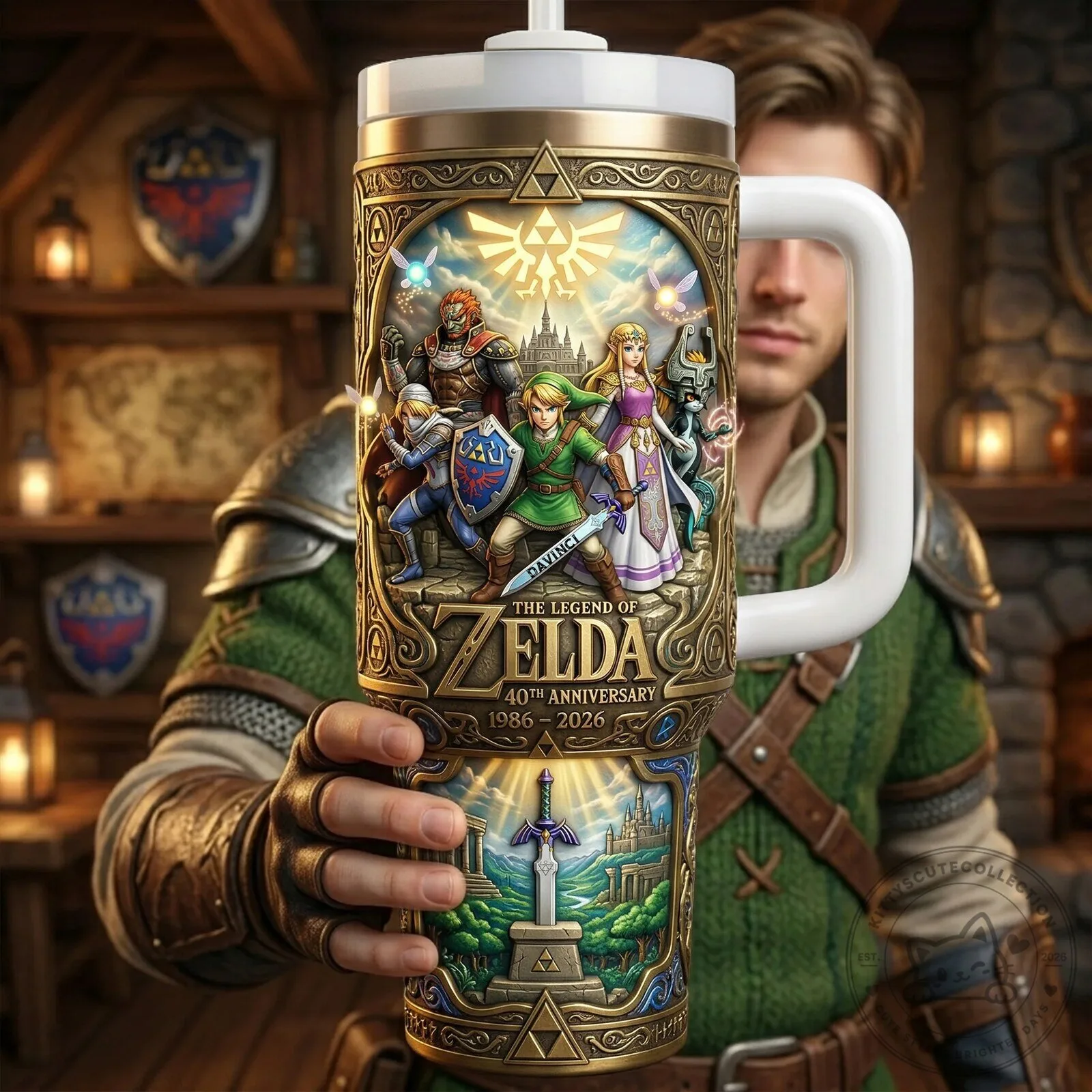 The Legend of Zelda 40th Anniversary Adventure Video Game Tumbler