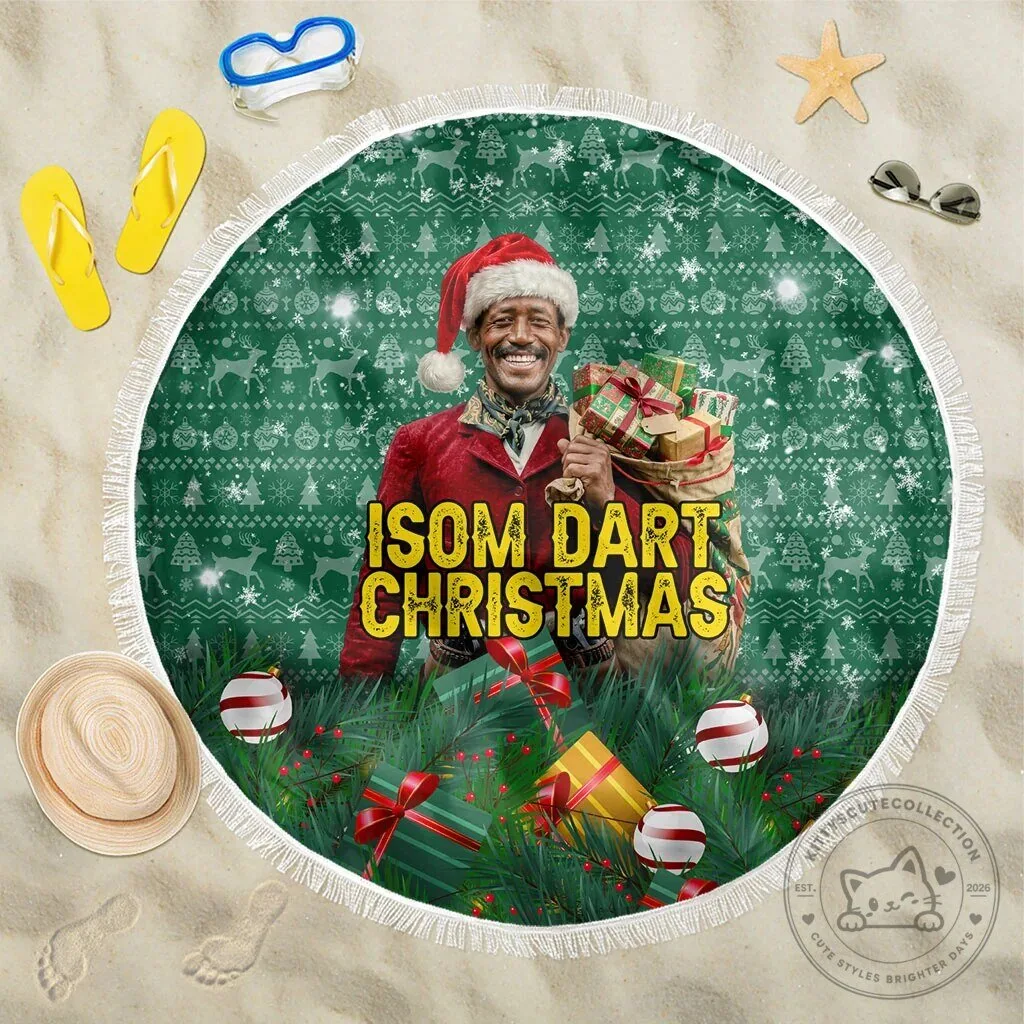 Isom Dart Christmas Holiday Beach Blanket with Reindeer Pattern