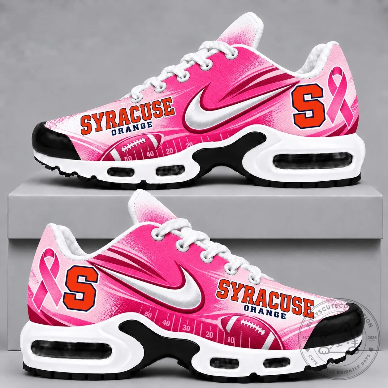 Syracuse Orange Football Breast Cancer Awareness Pink Ribbon Sneakers