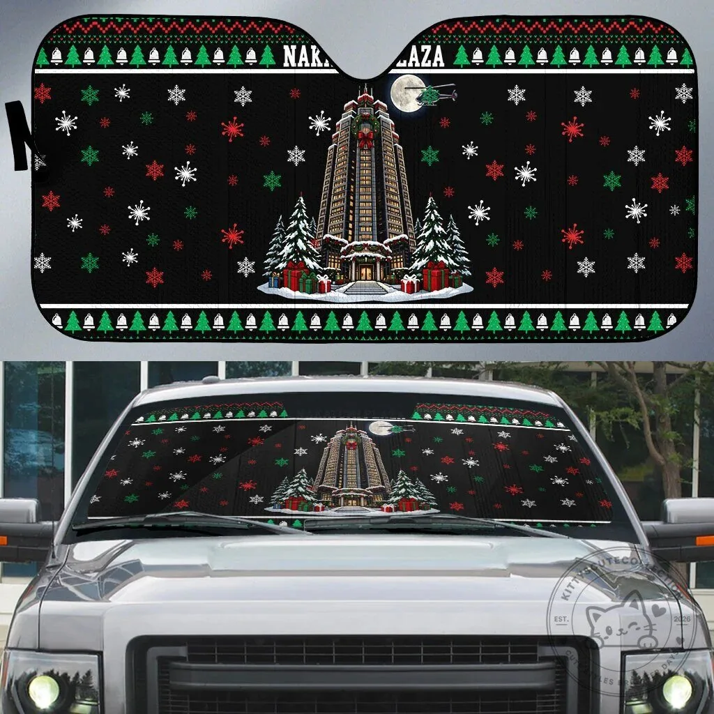 Nakatomi Plaza Christmas Party Retro Skyscraper Snowflakes Car Sunshade