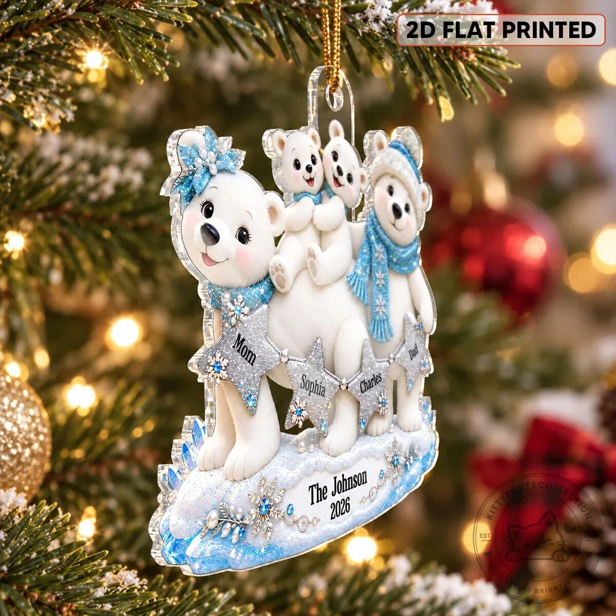 Personalized Polar Bear Family Christmas Tree Ornament - Custom Family Keepsake Gift 10 Personalized Polar Bear Family Christmas Tree Ornament - Custom Family Keepsake Gift