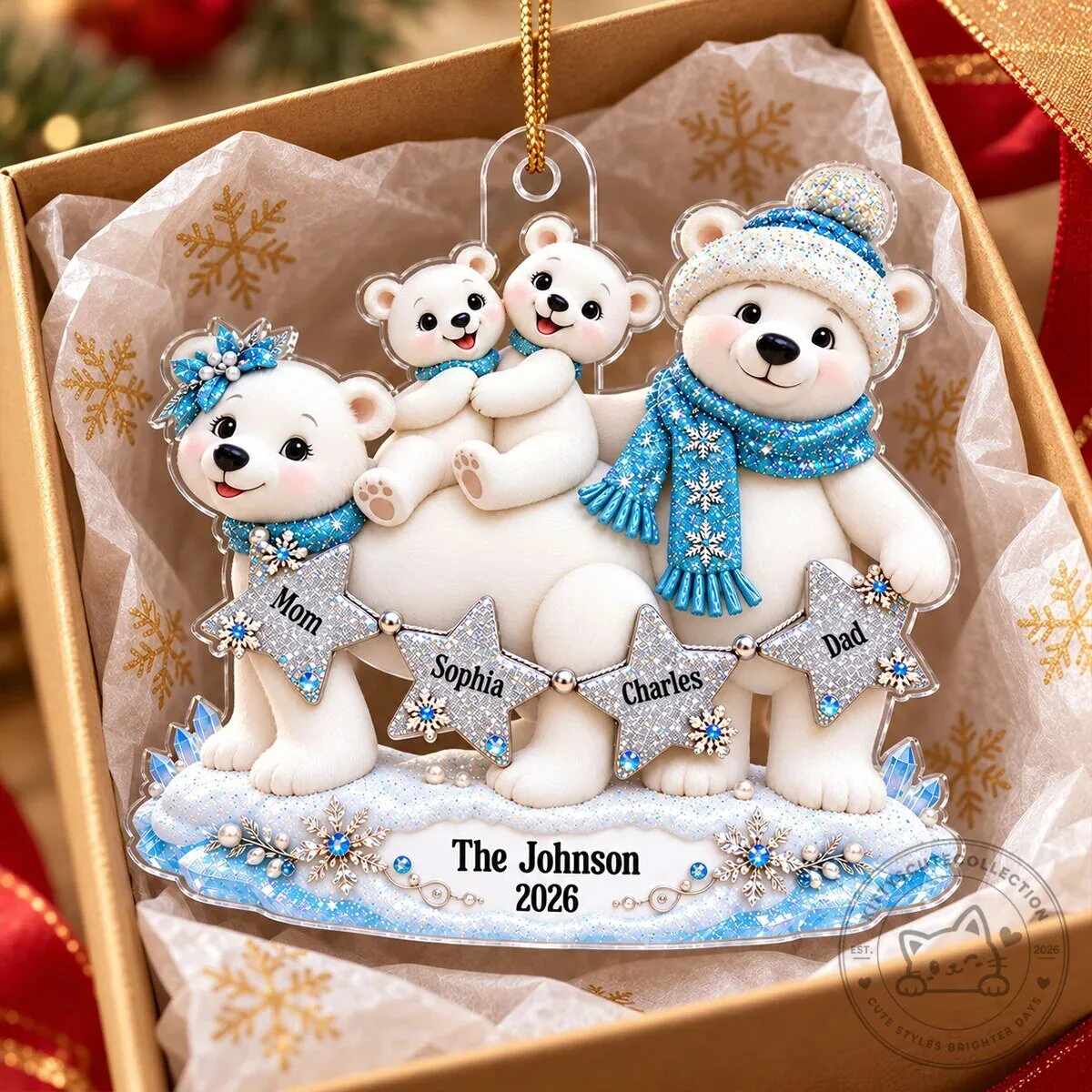Personalized Polar Bear Family Christmas Tree Ornament - Custom Family Keepsake Gift 11 Personalized Polar Bear Family Christmas Tree Ornament - Custom Family Keepsake Gift