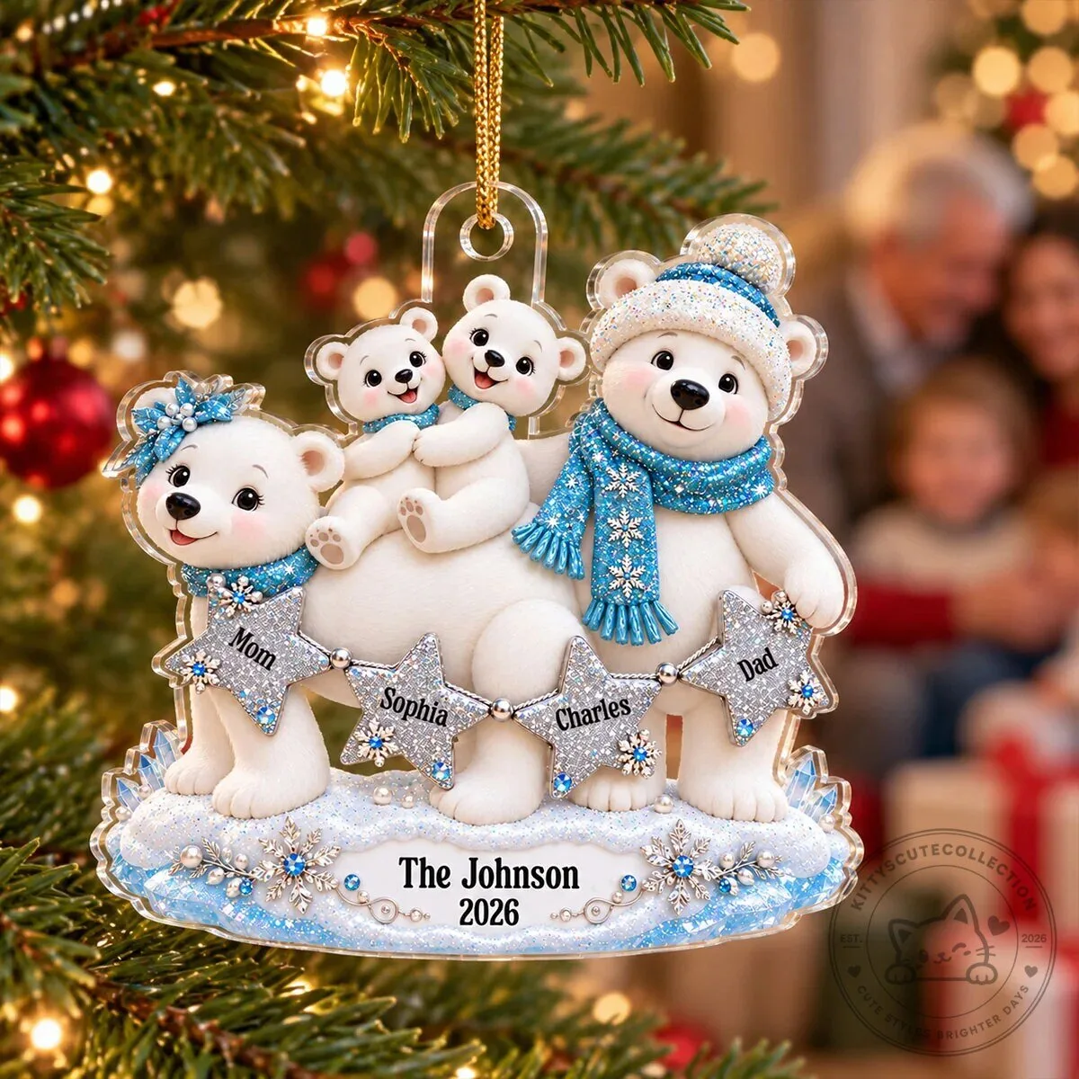 Personalized Polar Bear Family Christmas Tree Ornament - Custom Family Keepsake Gift 13 Personalized Polar Bear Family Christmas Tree Ornament - Custom Family Keepsake Gift