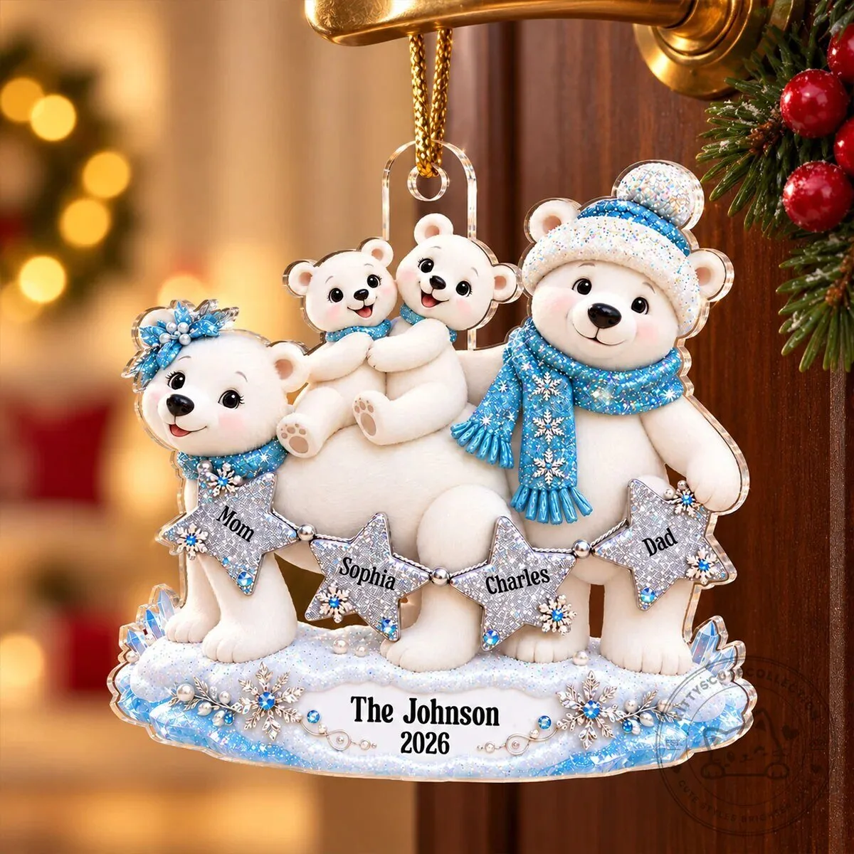 Personalized Polar Bear Family Christmas Tree Ornament - Custom Family Keepsake Gift 14 Personalized Polar Bear Family Christmas Tree Ornament - Custom Family Keepsake Gift
