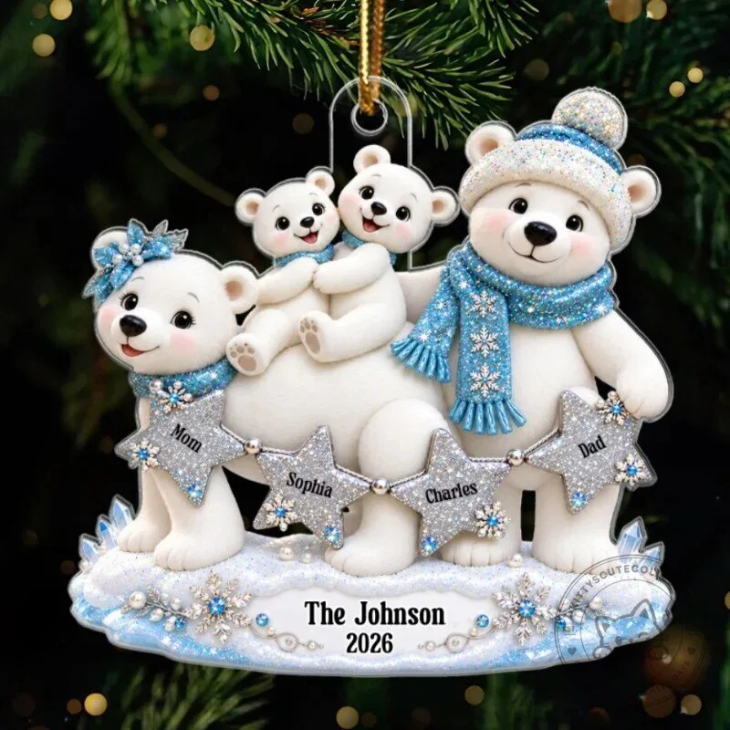 Personalized Polar Bear Family Christmas Tree Ornament - Custom Family Keepsake Gift 15 Personalized Polar Bear Family Christmas Tree Ornament - Custom Family Keepsake Gift