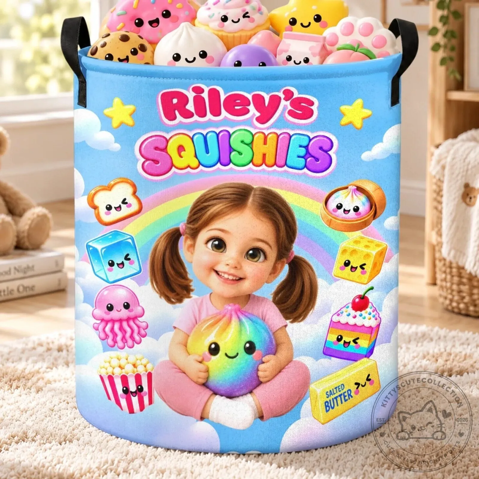 Personalized Kids Squishy Collection Storage Basket with Custom Photo and Name 10 Personalized Kids Squishy Collection Storage Basket with Custom Photo and Name