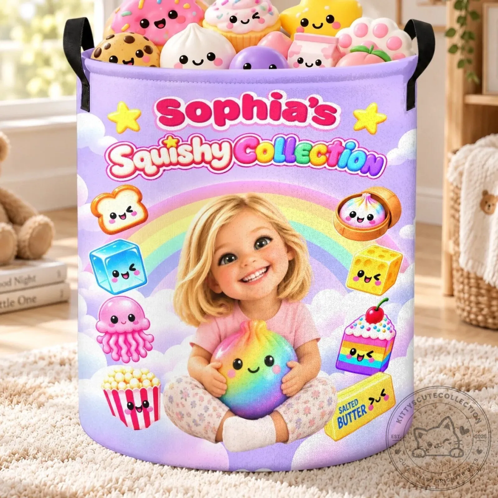 Personalized Kids Squishy Collection Storage Basket with Custom Photo and Name 11 Personalized Kids Squishy Collection Storage Basket with Custom Photo and Name
